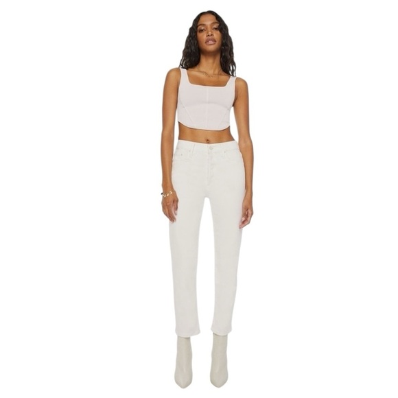 MOTHER The Tomcat Midrise Straight Ankle Cream Puffs Jeans Size 23